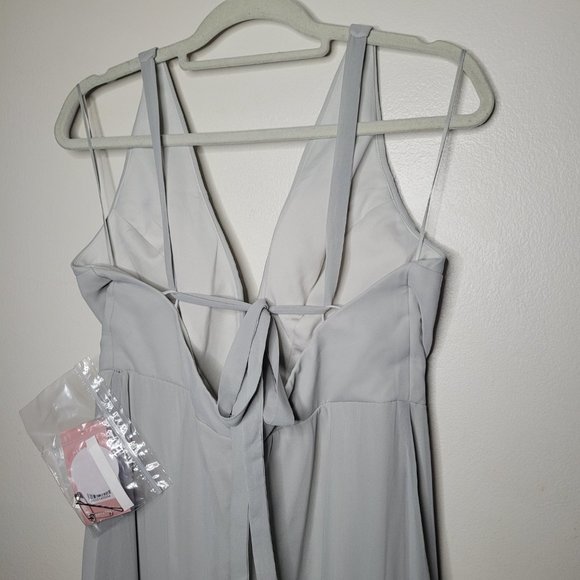Birdy Grey Bridesmaid Dress Gray Large Convertible Straps Pockets Womens Wedding - Picture 4 of 13